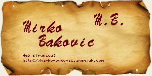 Mirko Baković vizit kartica